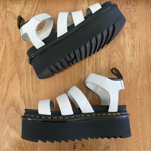 EUC Doc Martens Blaire Quad White Platform Sandals Chunky Edgy Trendy - Picture 4 of 6